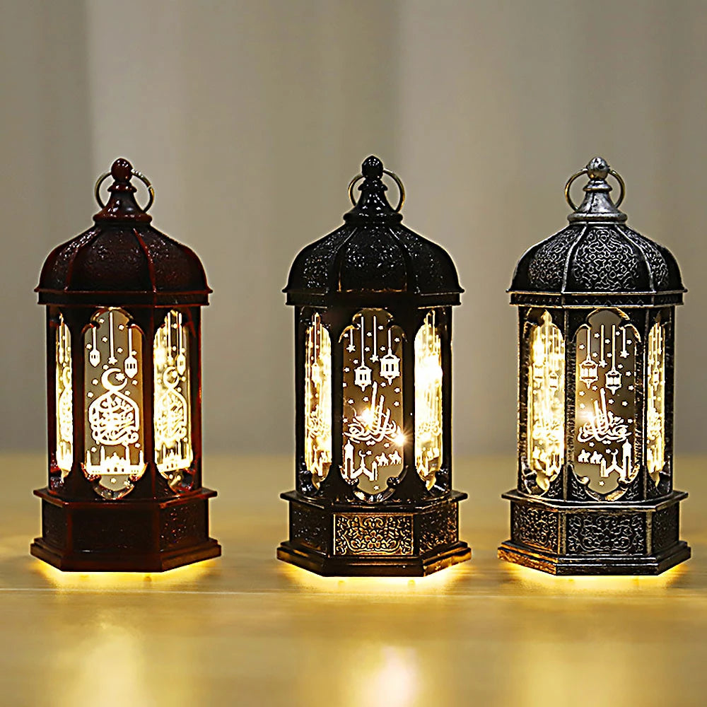 EID Mubarak Lantern LED Light Ornaments Eid Al-Fitr Aid Islamic Muslim Party Decor Supplies Ramadan Kareem Decoration for Home