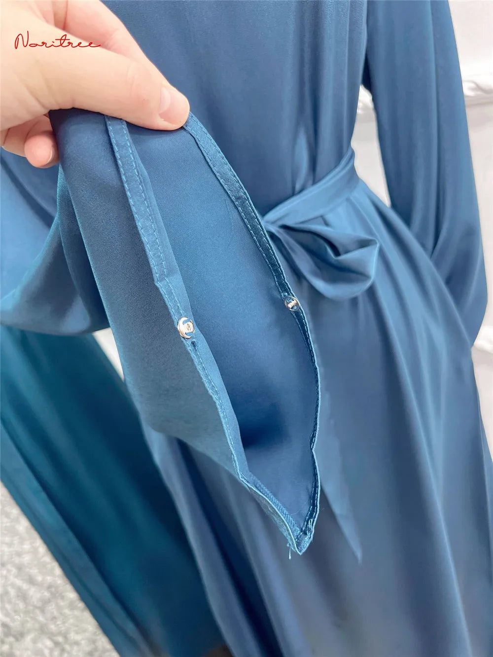 Fashion Sliky Djellaba Muslim Dress Dubai Full Length Flare Sleeved Soft Abaya Dubai Turkey Muslim Islam Robe WY921