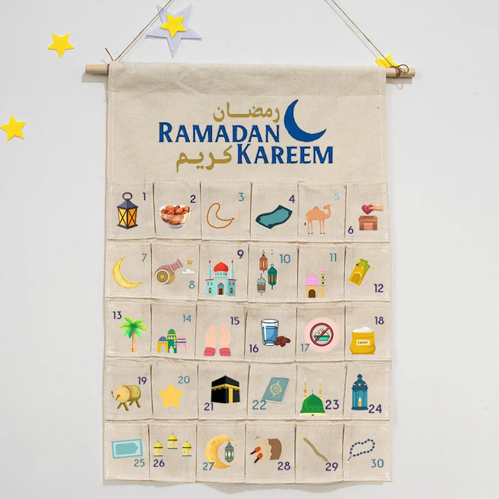 Ramadan Kareem 30-Day Advent Calendar – Kids Wall Hanging Home Decor