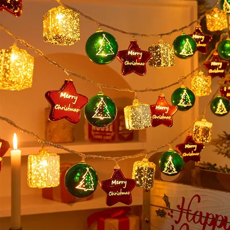 2025 Candy Cane Christmas Lights Santa Claus Snowman Lamp Xmas Tree String Hanging Ornaments Merry Christmas Decor