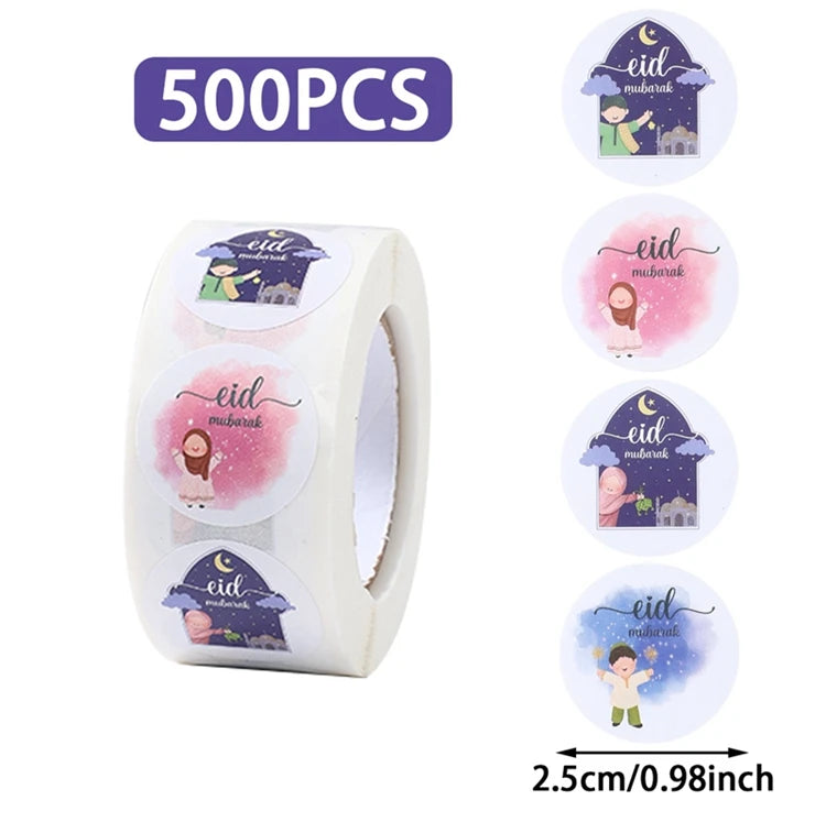 EID Mubarak Stickers Ramadan Decoration 2025 For Favor Gifts Label Ramadan Kareem Islamic Muslim Party Eid Al Adha Gifts