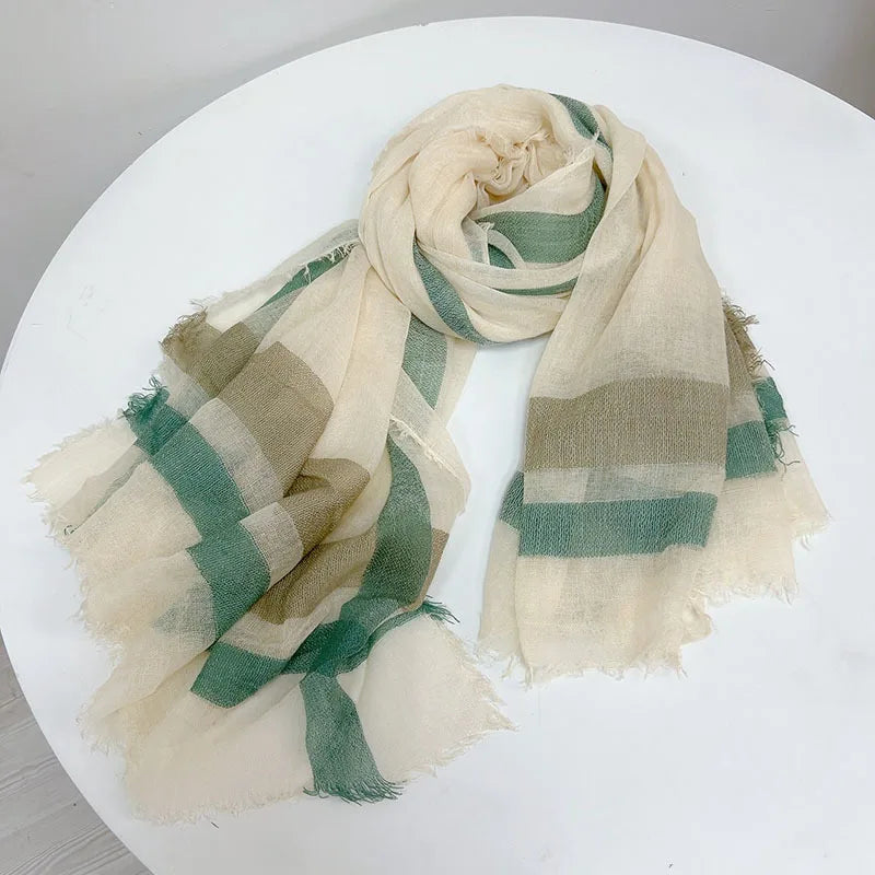 Autumn And Winter Wool Acrylic Blend Scarfs For Ladies 100*200 Checkered TurbansFor Women