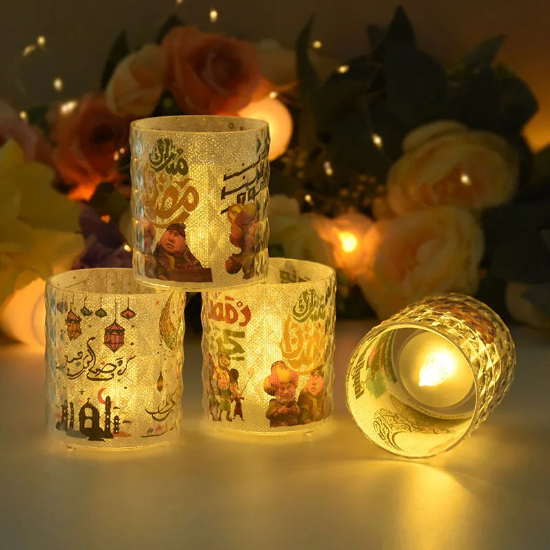 Eid Mubarak Led Candle Lantern Ramadan Kareem Decoration for Home 2025 Islamic Muslim Festival Party Favors Eid Al-Fitr Gift