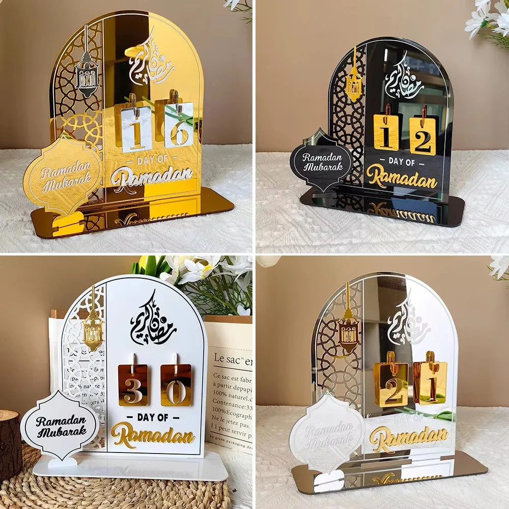 Acrylic Ramadan Countdown Calendar with Base Mubarak Islam Advent Gifts Ramadan Home Desktop Decora Countdown Numbers Calendar