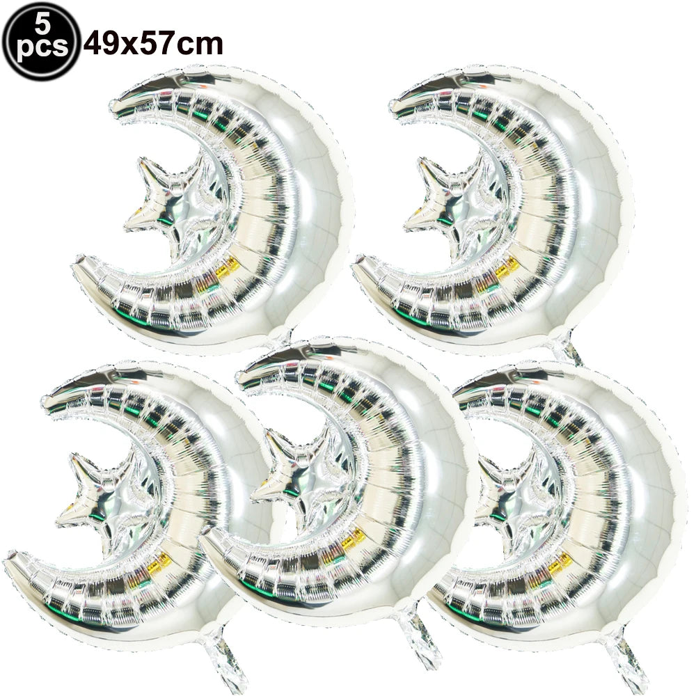 Gold Star Crescent Moon Lantern Ramadan Garland EID Decoration Happy Ramadan Mubarak Party Decor Islamic Nights Party Supplies