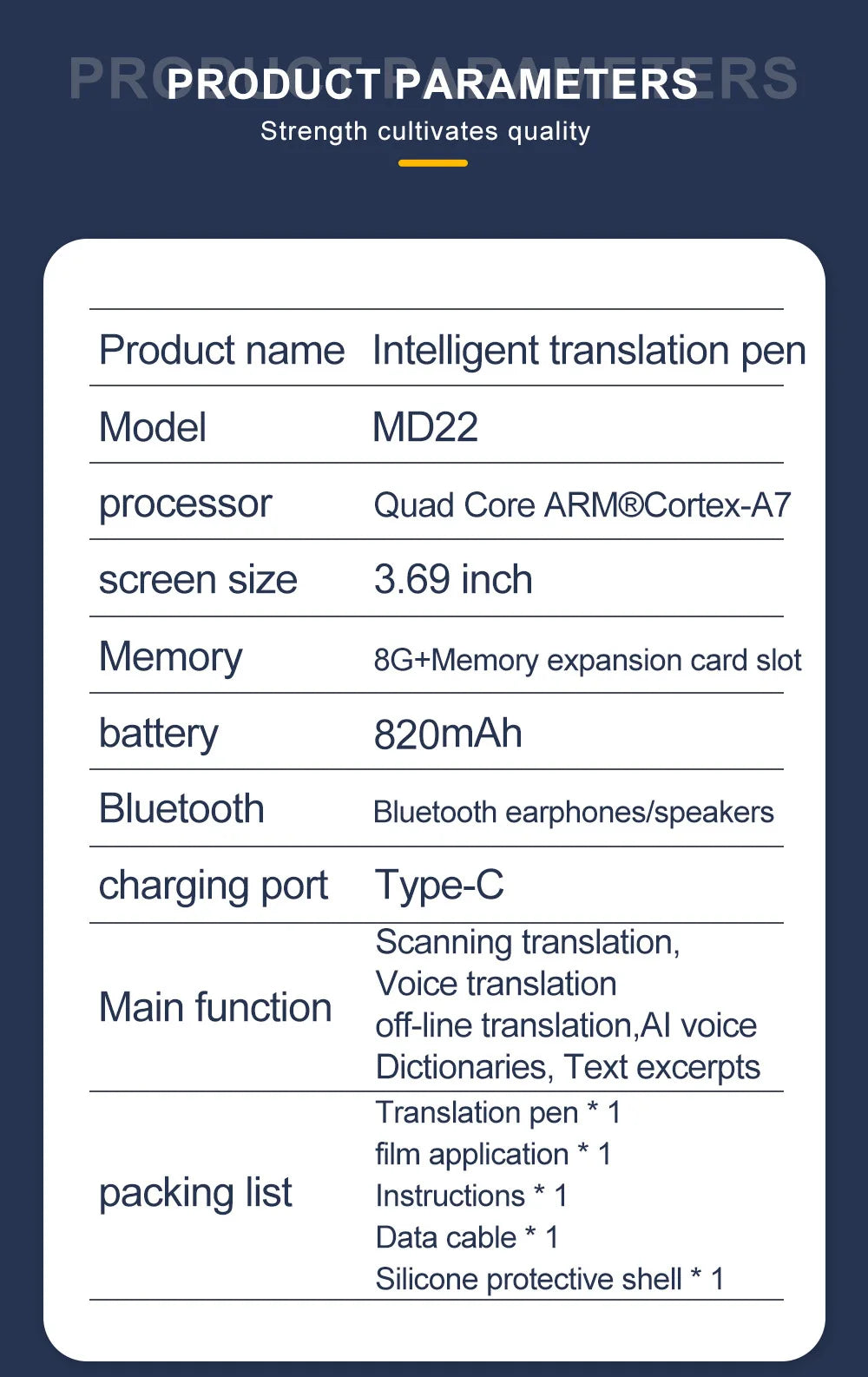 MD22 Voice Translator Pen Offline Scan Reading 134 Language Translation
