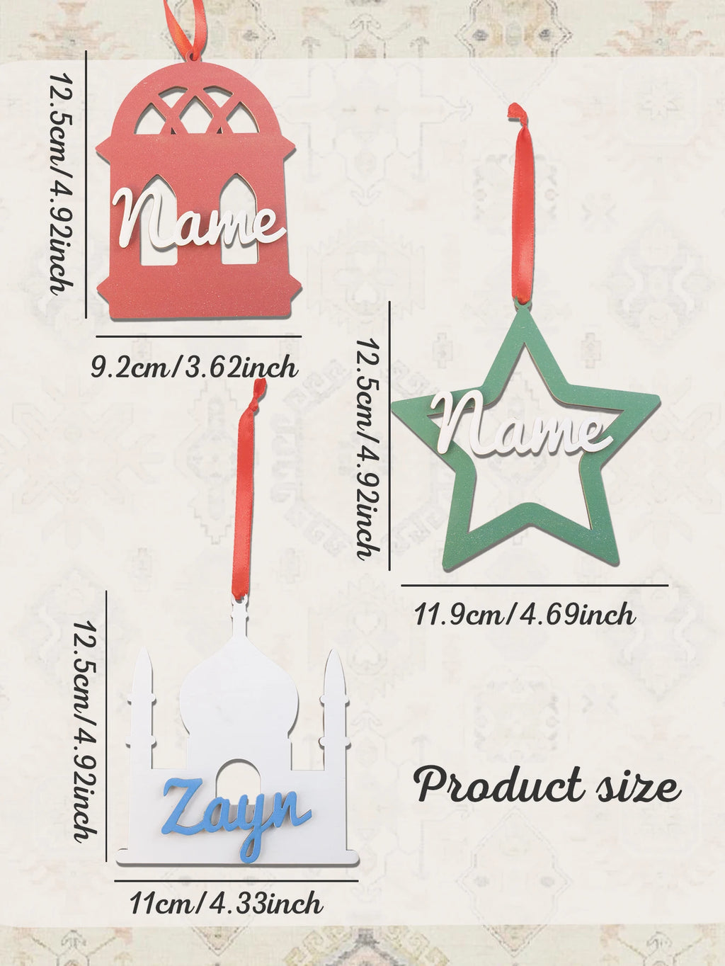 Ramadan Hanging Decor Gift, Eid Mubarak Home Decoration, Mosque Star Lantern Ornament, Custom Name Hanging Sign,