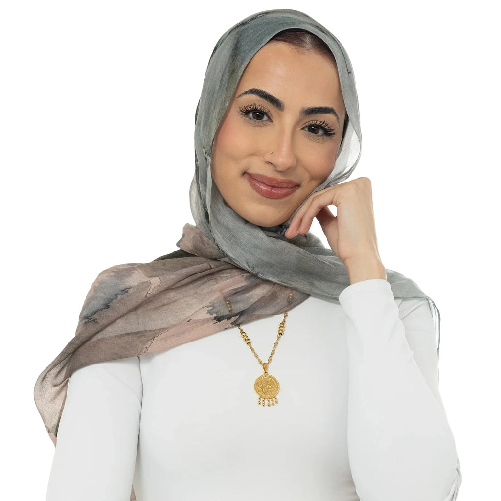 "Maktub" Vintage Coin Necklace Circle Chain Pendant Gold Beads Women's Choker Islamic Jewelry Eid Gift for Mom Women Gifts