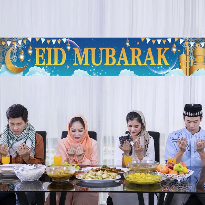 Eid Mubarak Outdoor Banner Flag Ramadan Decoration For Home Islamic Muslim Party Decor EID Gifts Abaya AL Adha Ramadan Kareem