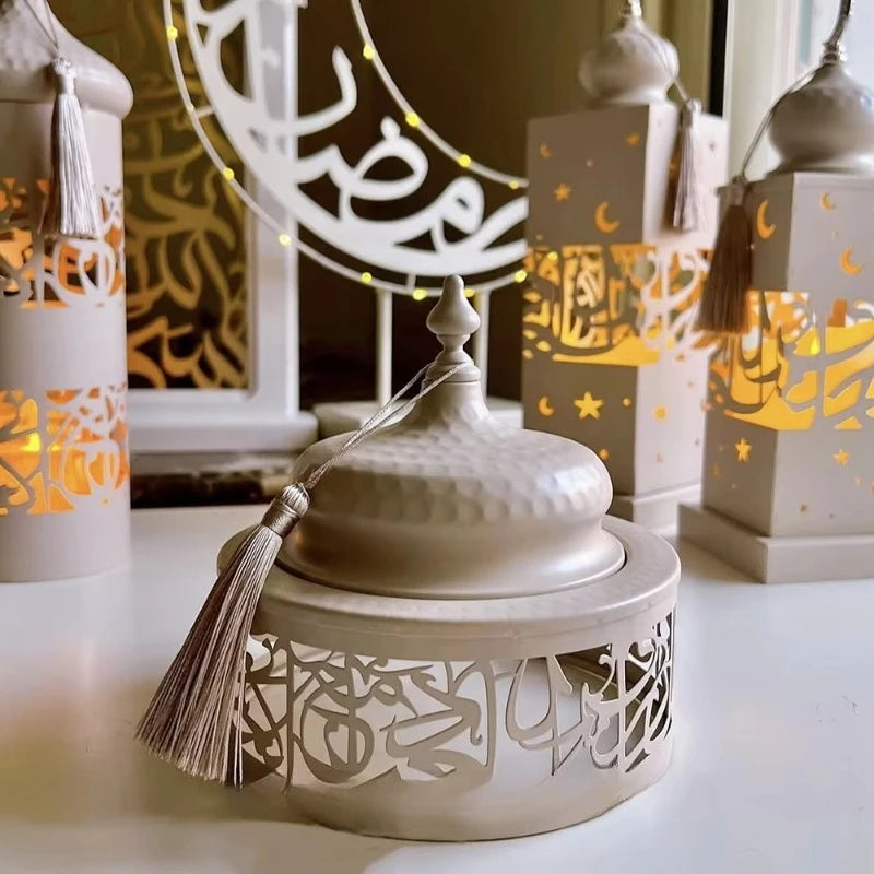 Super 2026 Ramadan Decoration Eid al-Fitr Metal Tray Modern Plate Muslim Family Table Box Decoration