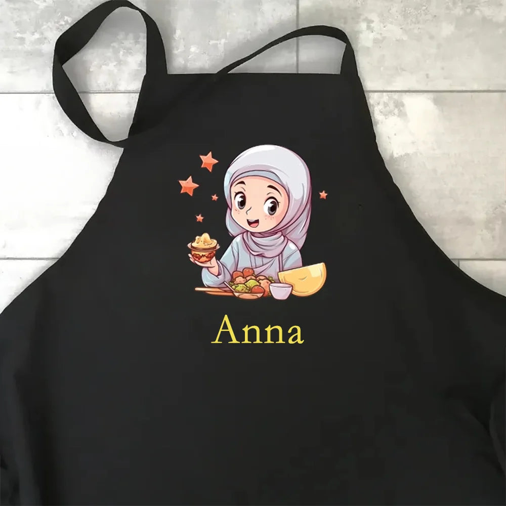 Personalized Name Ramadan Apron for Kids Muslim Islamic Kareem Family Dinner Party Decor Ramadan Gift for Girls  Al-Adha Islam