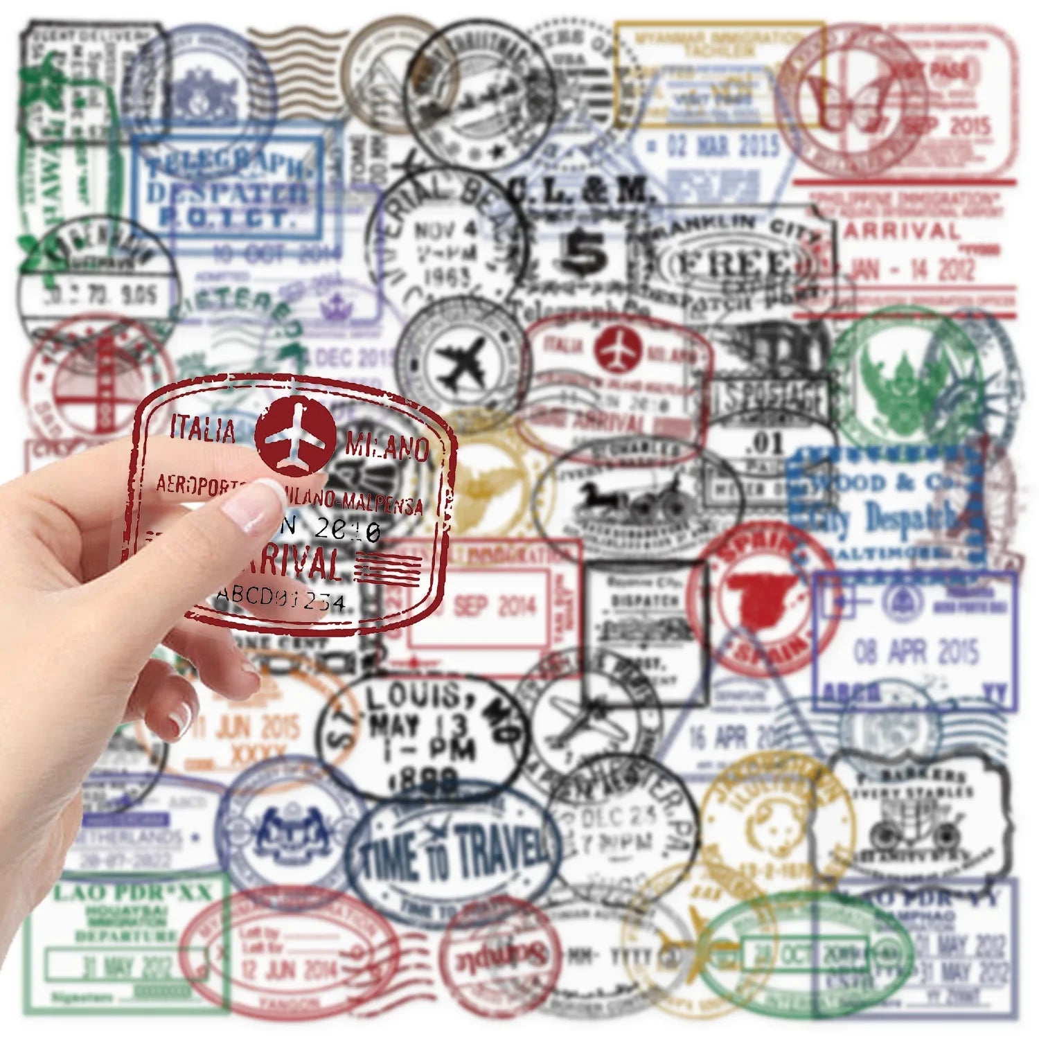 50PCS Transparent Retro Stamps Sticker DIY Phone Laptop Luggage Skateboard Graffiti Decals Fun for Kids Toys Gifts
