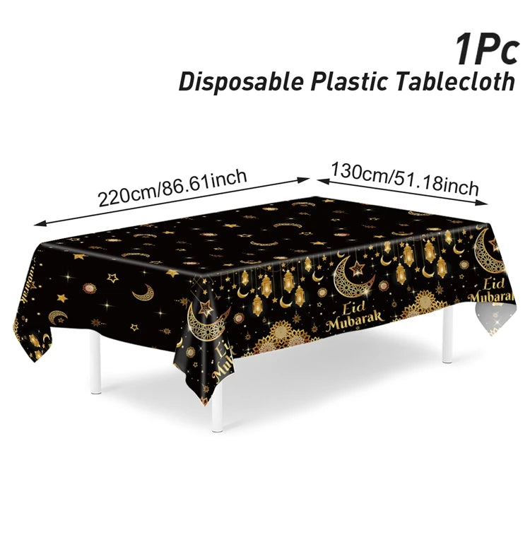 Eid Mubarak Tablecloths Ramadan Decoration 2025 for Home Islamic Muslim Party Decor Ramadan Kareem Tableware Eid Al Adha Gifts