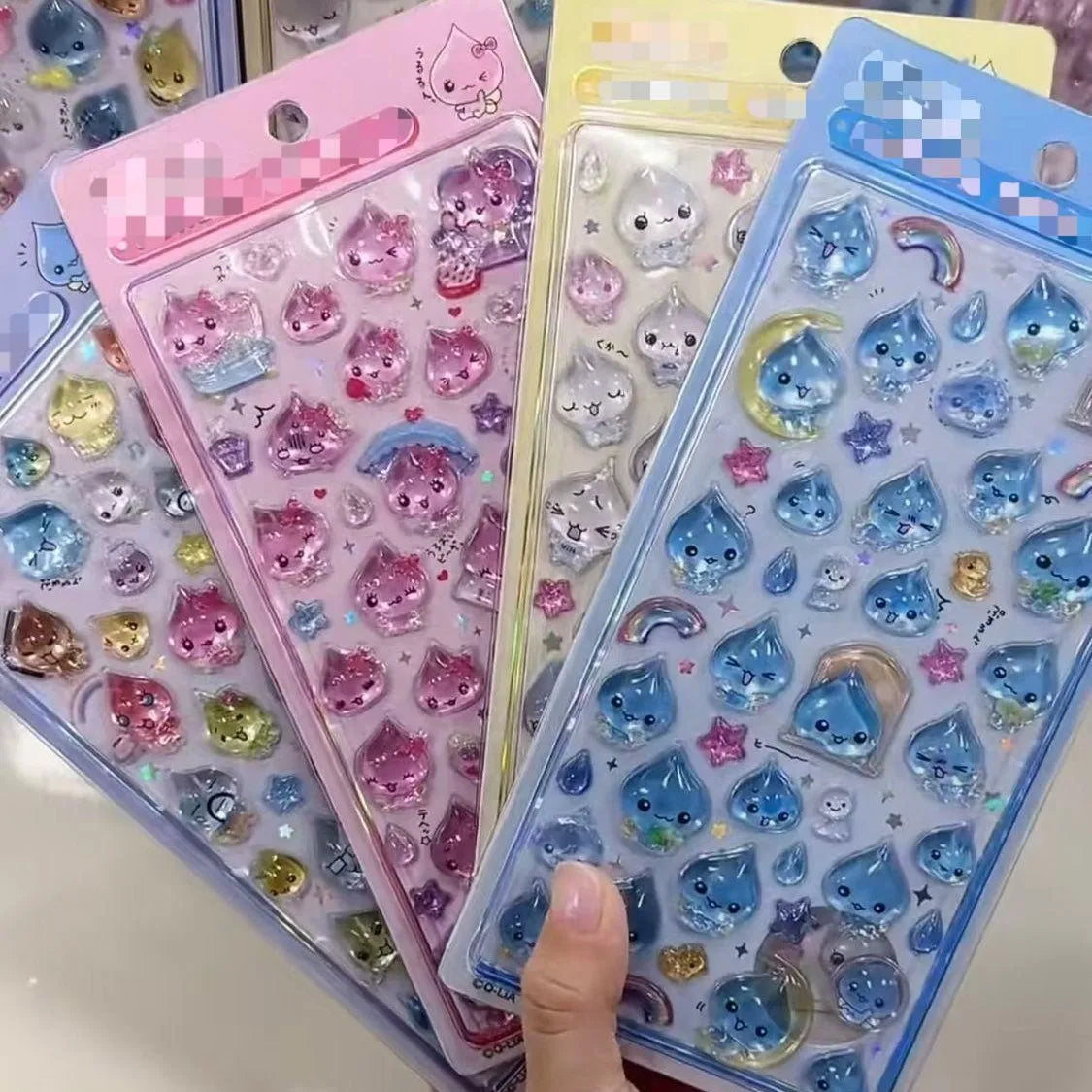 3D Water Droplet Relief Crystal Stickers Shiny Glitter Raindrop Resin Diy Decoration Scrapbooking Phone Case Journal Craft Gifts
