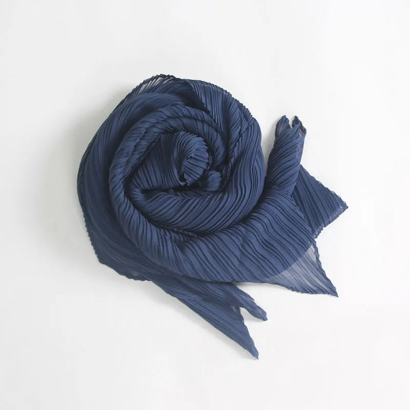 Miyake Pleated Scarf Wide Long Silk 2025 Cape Women Windscreen Shawl Shoulder Designer Korean Scarf Hijabs For Woman