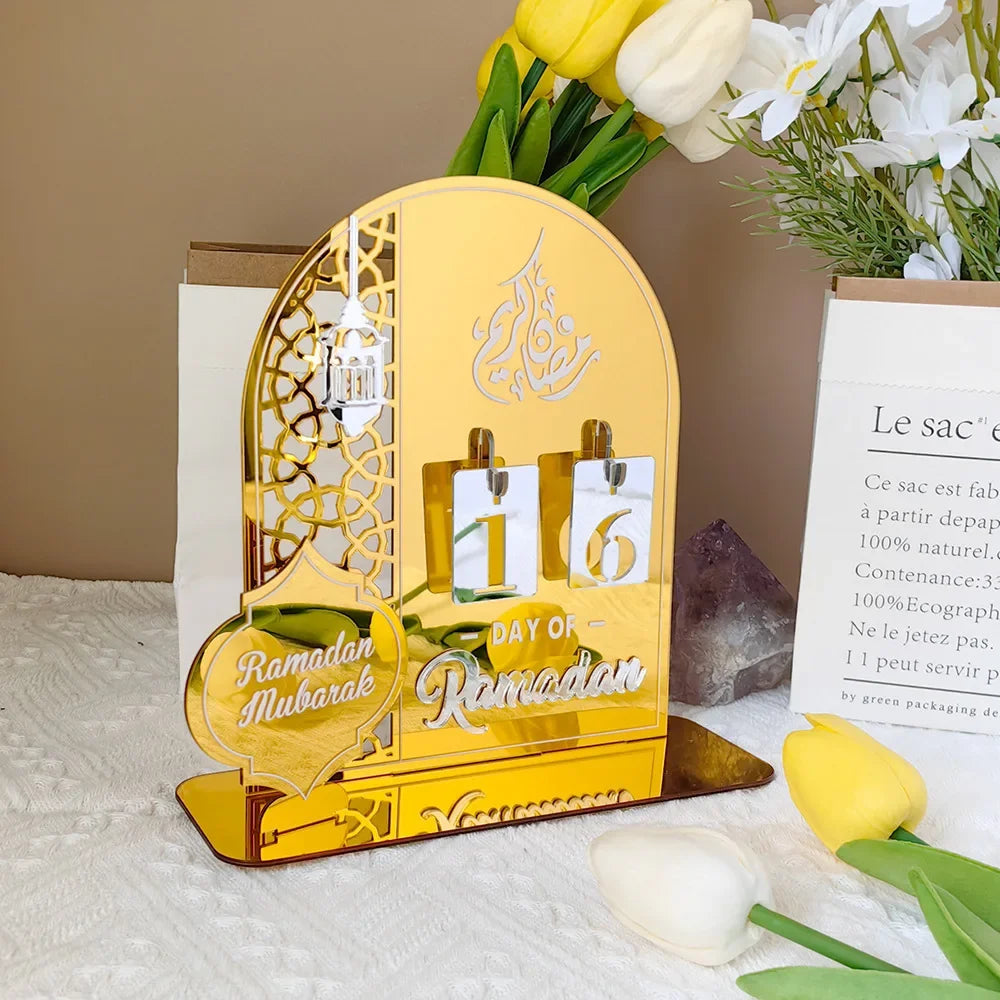 Eid Acrylic Ramadan Countdown Calendar with Base Mubarak Islam Advent Ramadan Home Desktop Decora Countdown Numbers Calendar