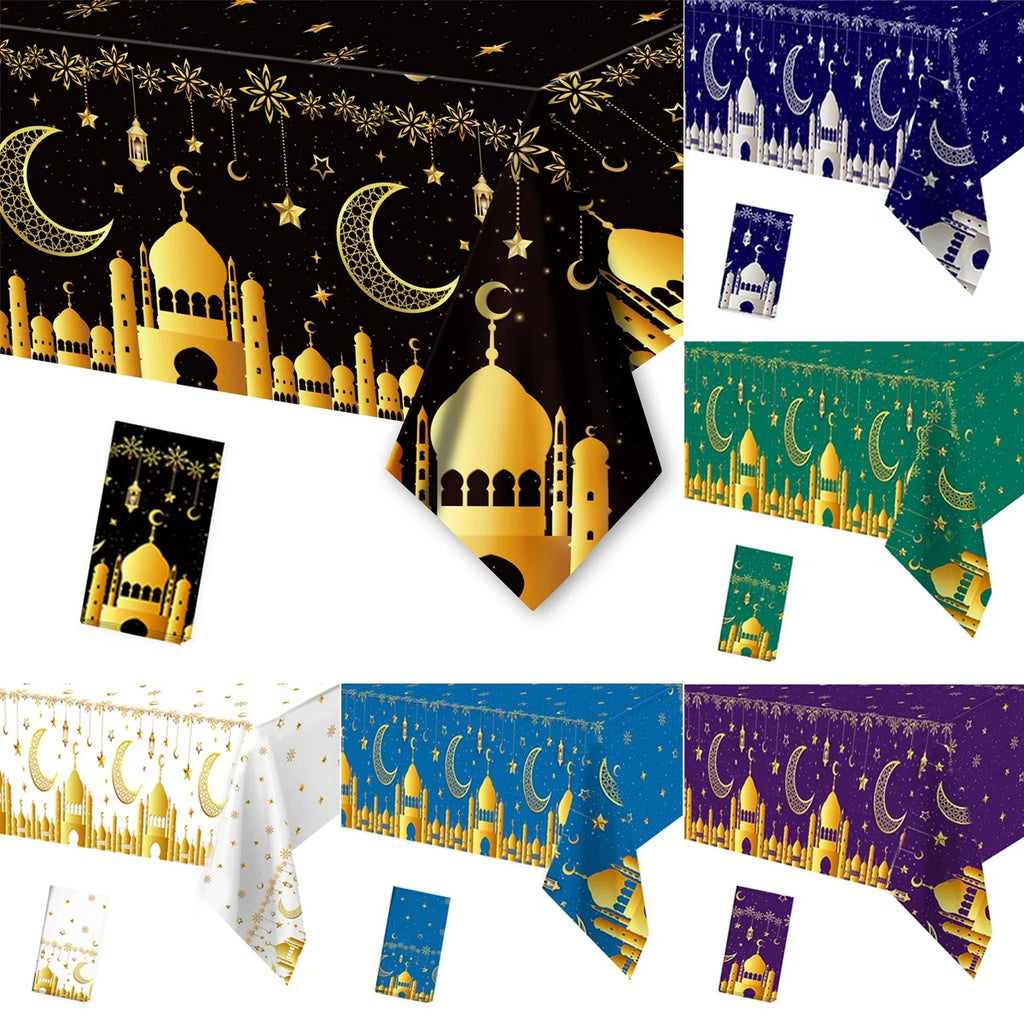 Eid Mubarak Tablecloths Ramadan Decoration 2025 for Home Islamic Muslim Party Decor Ramadan Kareem Tableware Eid Al Adha Gifts