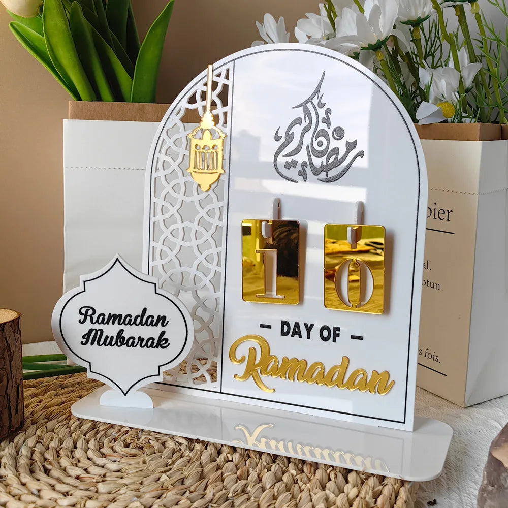 Acrylic Ramadan Countdown Calendar with Base Mubarak Islam Advent Gifts Ramadan Home Desktop Decora Countdown Numbers Calendar