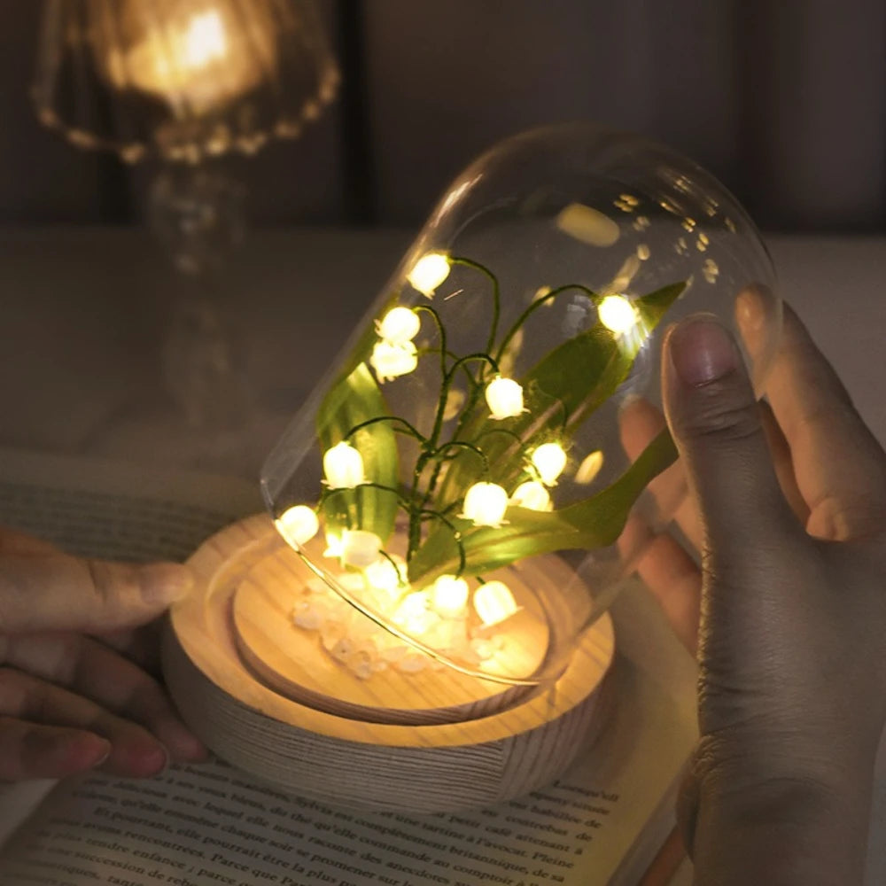Exquisite Elegant Bell Flower Night Light Decoration, DIY Handcrafted Material Package, Glass Garden-style Bedroom Item,gifts