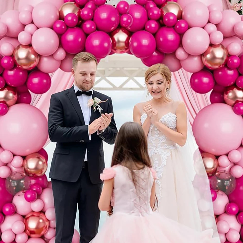 Rose Pink Balloons Garland Arch White Gold Confetti Balloon Kit Baby Shower Wedding Anniversary Birthday Party Decoration Globos