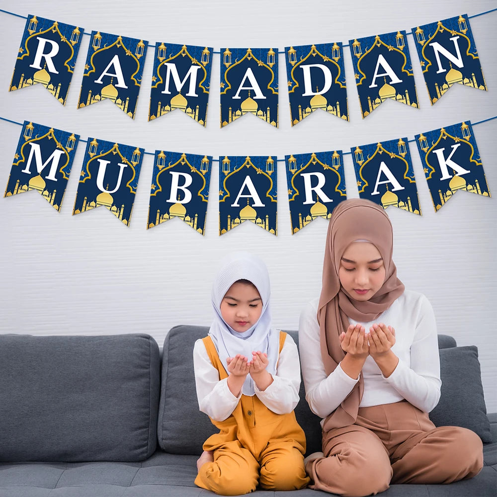 2024 Eid Mubarak Decor Banner Ramadan Mubarak Banner Kareem Ramadan Decoration for Home Islamic Muslim Party Decor Eid Al Adha