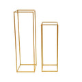 2Pcs Tabletop Flower Stands Metal Square Floral Decor Vase Floor Column Holder Gold Display Rack Road Guide for Wedding Party