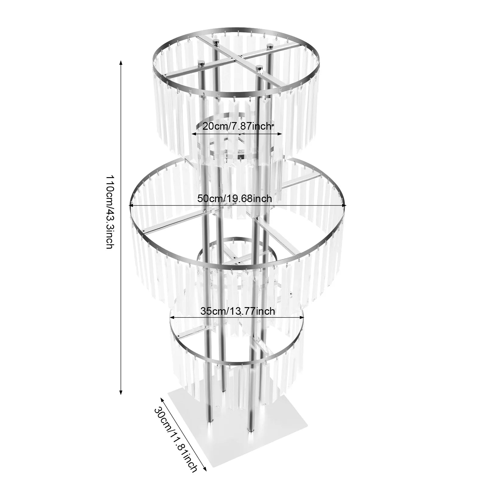 5 Tiers Gold/Silver Wedding Centerpieces Flower Stand Vase Centerpiece Acrylic Flower Stand with Hanging Acrylic