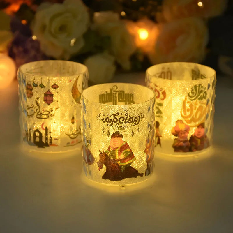Eid Mubarak Led Candle Lantern Ramadan Kareem Decoration for Home 2025 Islamic Muslim Festival Party Favors Eid Al-Fitr Gift