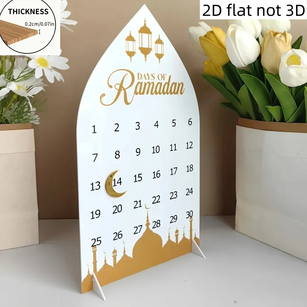 30-Day Ramadan Countdown Calendar  Arabic/English Dates & Numbered Days Contemporary Ramadan Decorations for Home Table