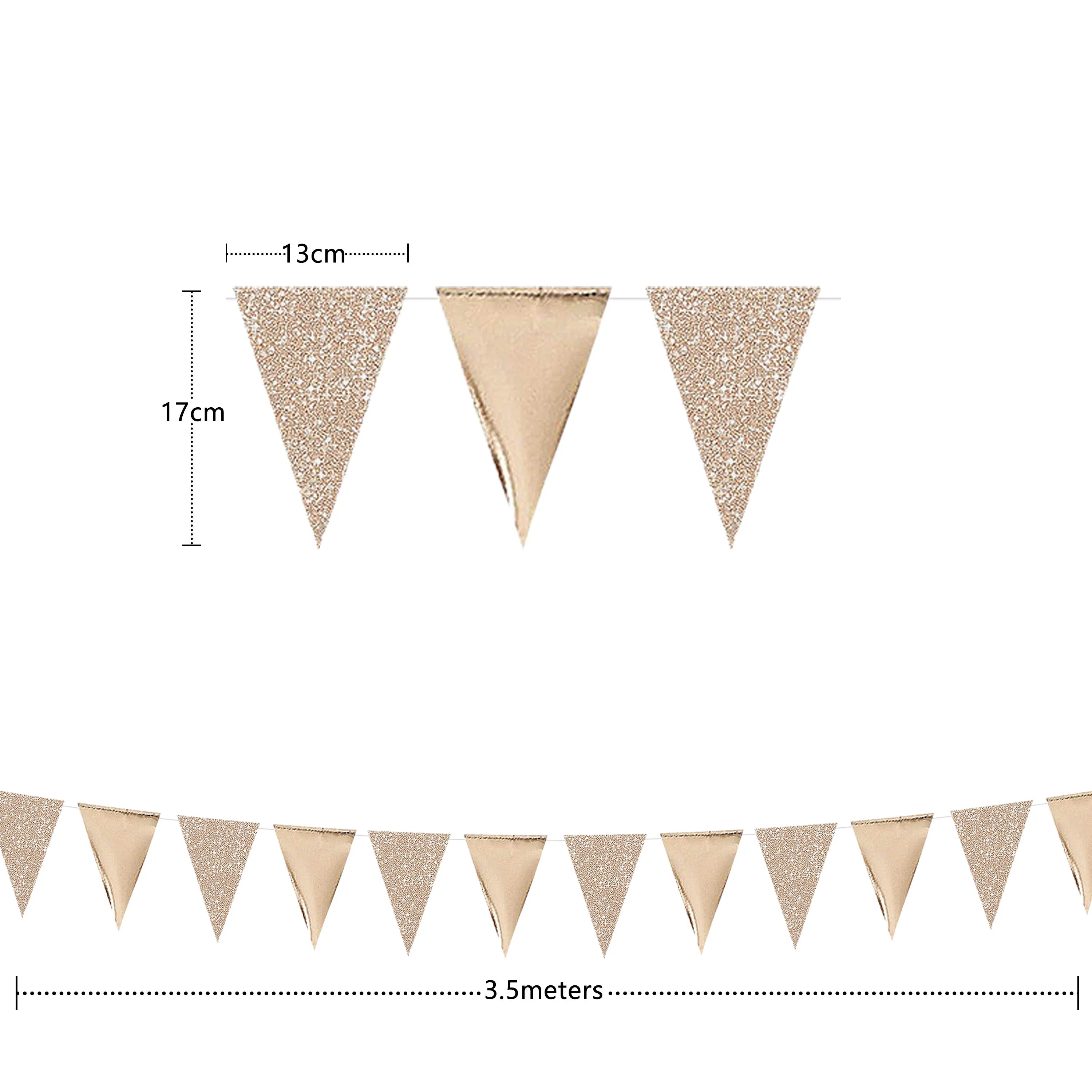 Champagne Gold Party Decorations Star Dots Garlands  Hanging Paper Heart Streamer Banner Wedding Valentine Day Party Flag Decor