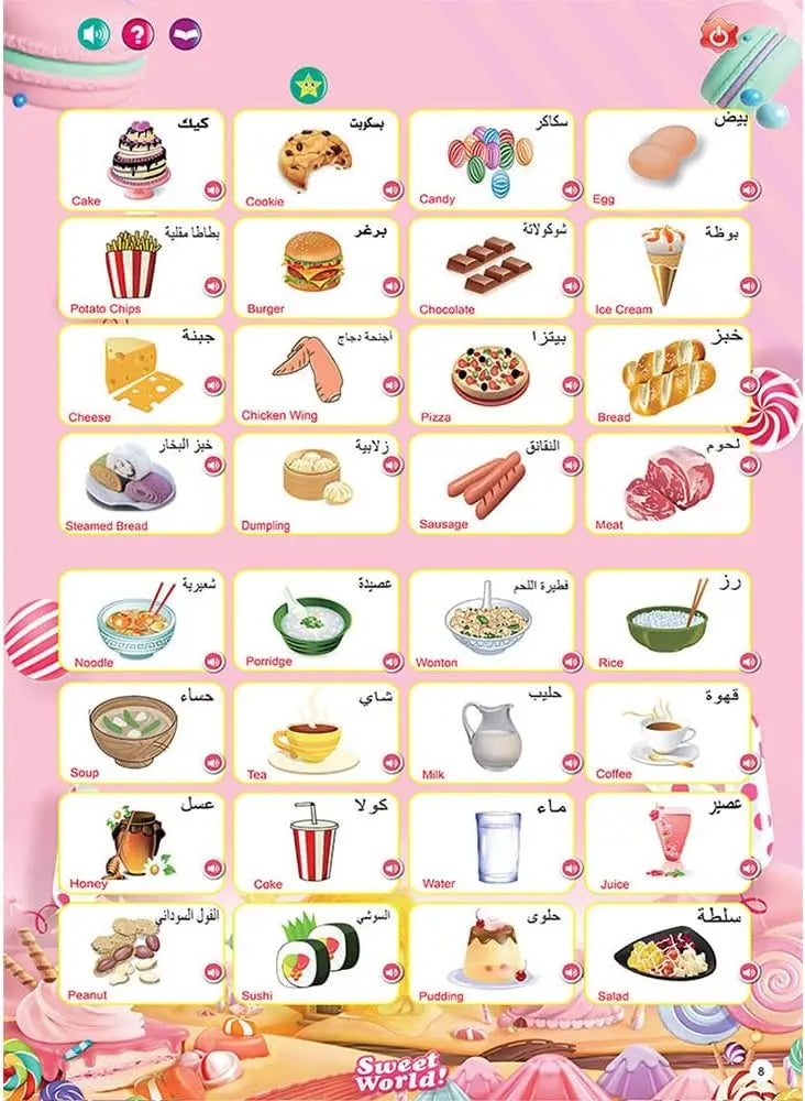 2-in-1 Arabic English Sound D Book Interactive Talking Toy for Muslim Kids