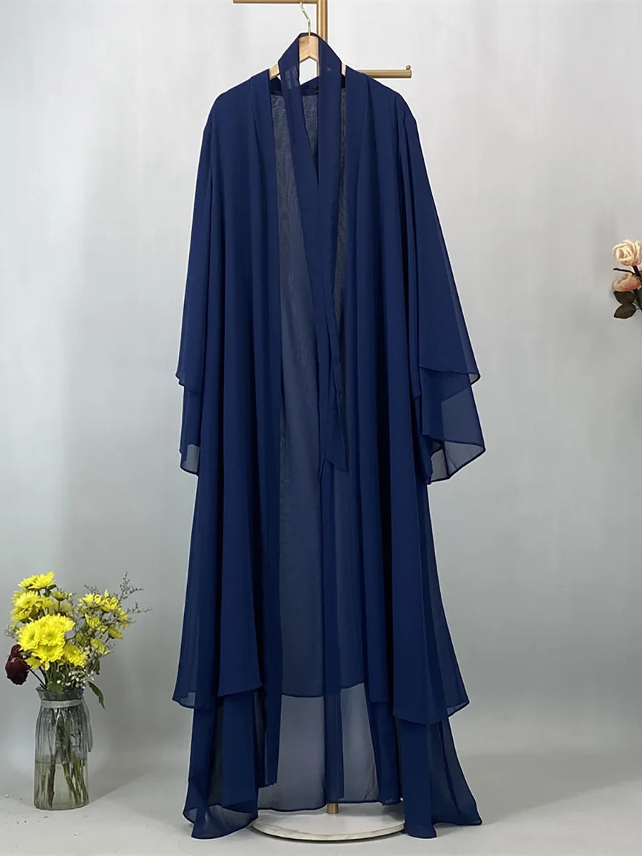 2025 Ramadan Kebaya Chiffon Open Abaya – Modest Women Muslim Kaftan Dress