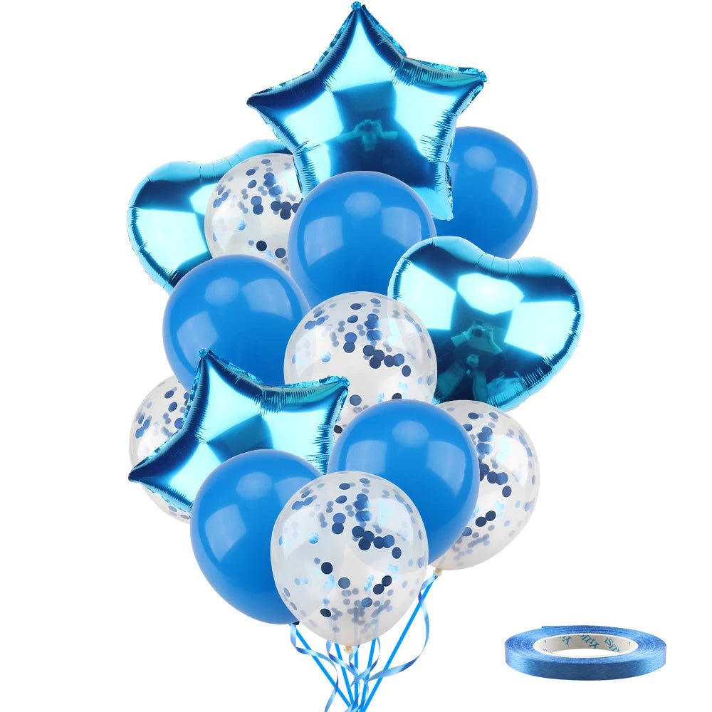 Heart Star Balloon Metallic Balloons 14pcs Gold Red Blue Pink Confetti Baloon Set For Happy Birthday Baby Shower Wedding Globos