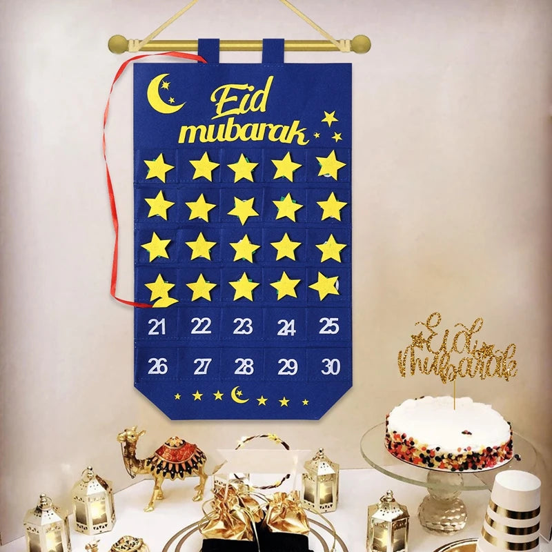 Personalized Ramadan 30 Day Advent Calendar for Muslim Islamic Kid Boy Girl Kareem Eid Al Fitr Wall Hanging Home Decoration Gift