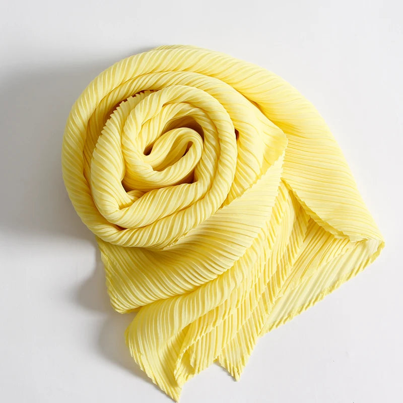 Miyake Pleated Scarf Wide Long Silk 2025 Cape Women Windscreen Shawl Shoulder Designer Korean Scarf Hijabs For Woman