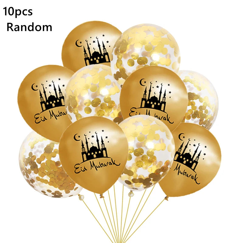 EID Mubarak Balloon Banner Star Moon Islamic Muslim Party 2025 Ramadan Decorations Al Adha Gift Kareem Decorations for Home 2025