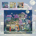 1 Set Miniature Scene DIY Stickers Summer Night Bus Stop Kit Desk Bookcase Decor Casual Play Toy For Art Lovers Holiday Present