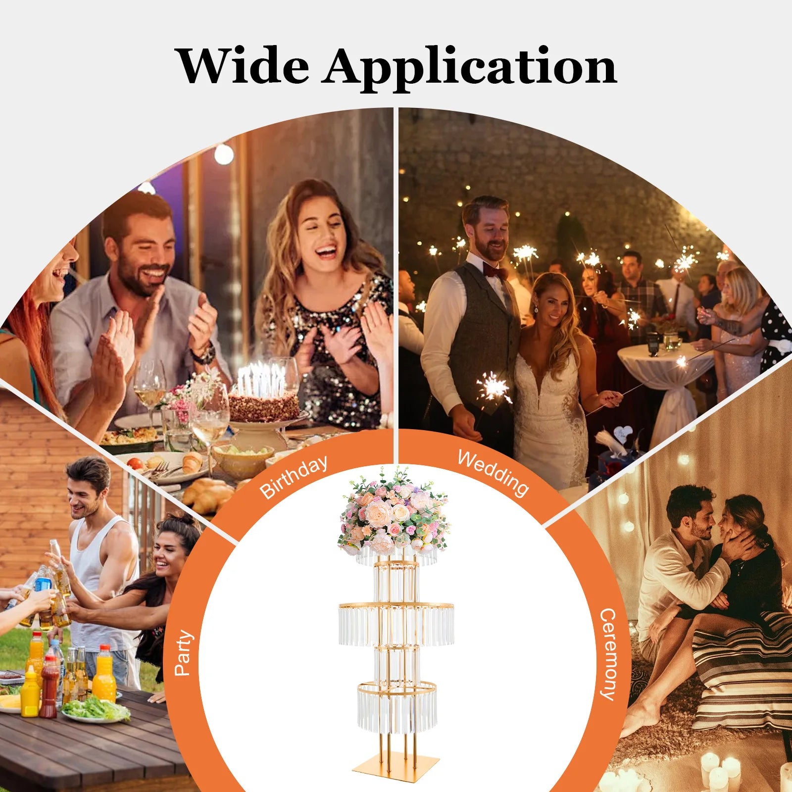 Gold 5 Tier Wedding Crystal Flower Rack Centerpieces Flower Stand Wedding Party Backdrop Stand Freestanding Floral Holder