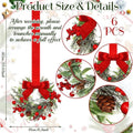 6pcs Christmas Mini Wreaths Window Door Hanging Ribbon Bows Red Berries Christmas Party Home Decorations 2025 Xmas Navidad