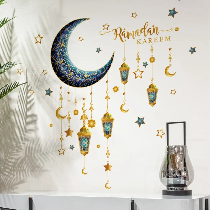 Eid Mubarak Wall Stickers Kareem Ramadan Decoration 2024 For Home Islamic Muslim Party Decor Mubarak Ramadan Window Sticker Gift
