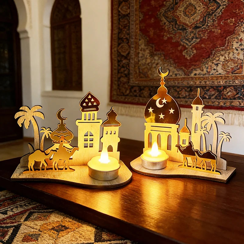 Eid al-Fitr Decorations Candlestick Star and Moon Desktop Ornament Ramadan Decorations 2026 Candlestick Party Decorations