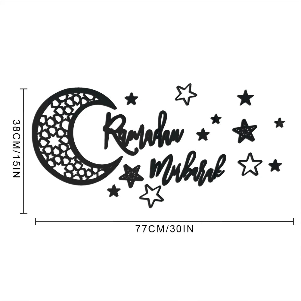 Ramadan Kareem Stickers Decorations Wall Eid Mubarak For Home Eid Al Adha Moon Window Star Decal Islamic Mirror Decor Sign