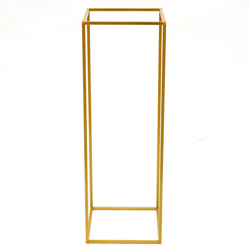 2Pcs Tabletop Flower Stands Metal Square Floral Decor Vase Floor Column Holder Gold Display Rack Road Guide for Wedding Party