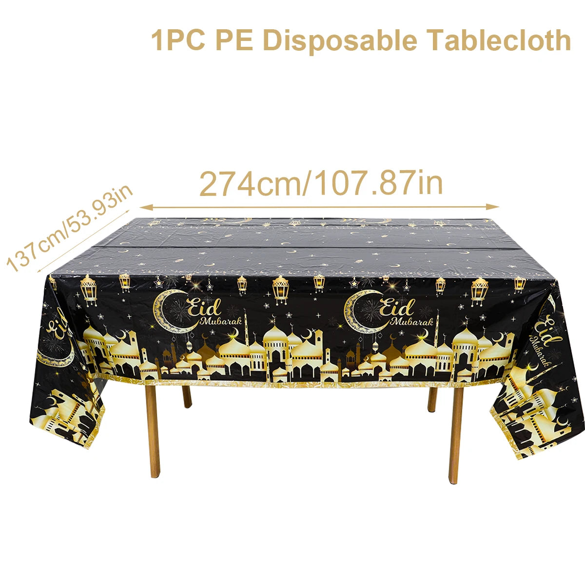 Eid Mubarak Tablecloths Ramadan Decoration for Home 2025 Islamic Muslim Party Decor Ramadan Tableware Supplies Eid Al Adha Gift