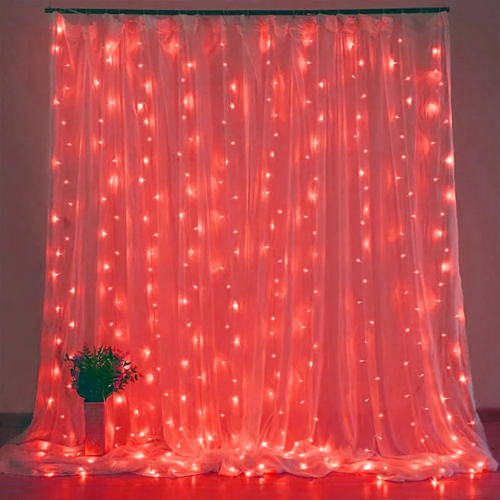 6/3M LED Curtain Lights 8 Lighting Modes Valentine's Day Ramadan Decorations for Home Wedding Party Eid Mubarak Fairy Light