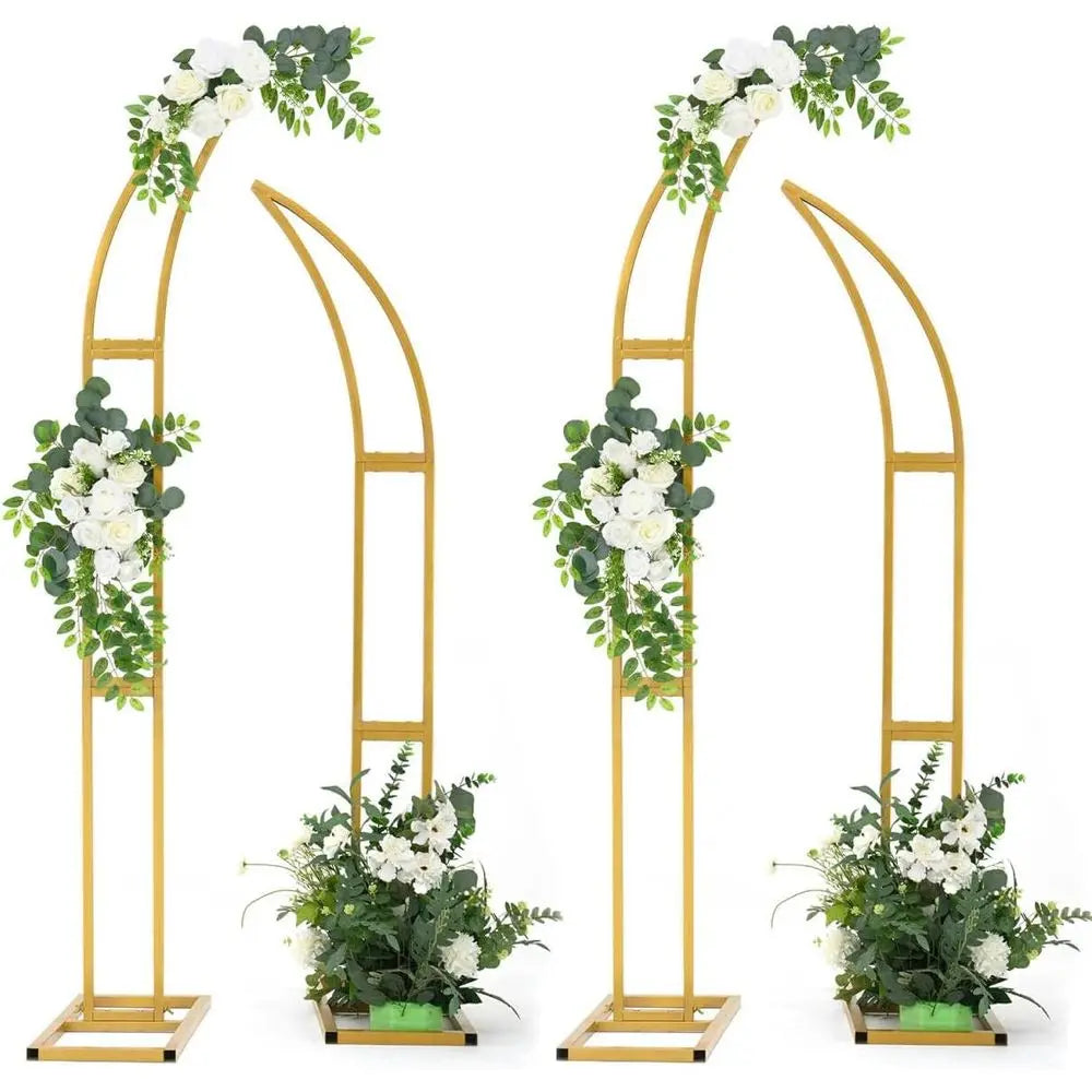 Curved Wedding Arch Backdrop Stand, Metal Half Moon Design for Weddings, Ceremonies, Birthdays, and Baby Showers (5.9t, 6.9t)