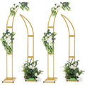 Curved Wedding Arch Backdrop Stand, Metal Half Moon Design for Weddings, Ceremonies, Birthdays, and Baby Showers (5.9t, 6.9t)