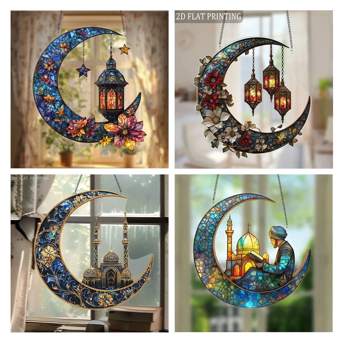 1 Piece Middle East Ramadan Festival Decoration Retro Colored Acrylic Disc Hanging Decoration Home Room Chain Decoration Pendant