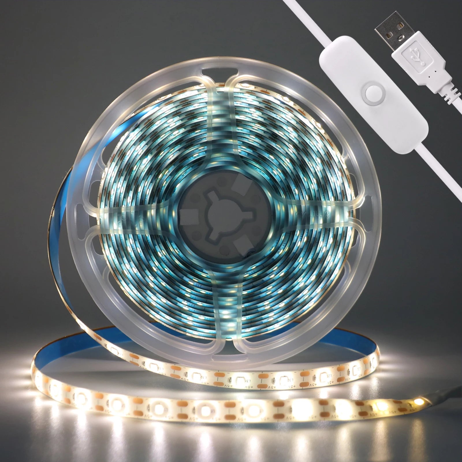 USB LED Strip Light DC5V 2835 With Dimmer/ON OFF Switch Warm Cool White Red Blue Green Pink Led Ribbon Ceiling Cabinet Light