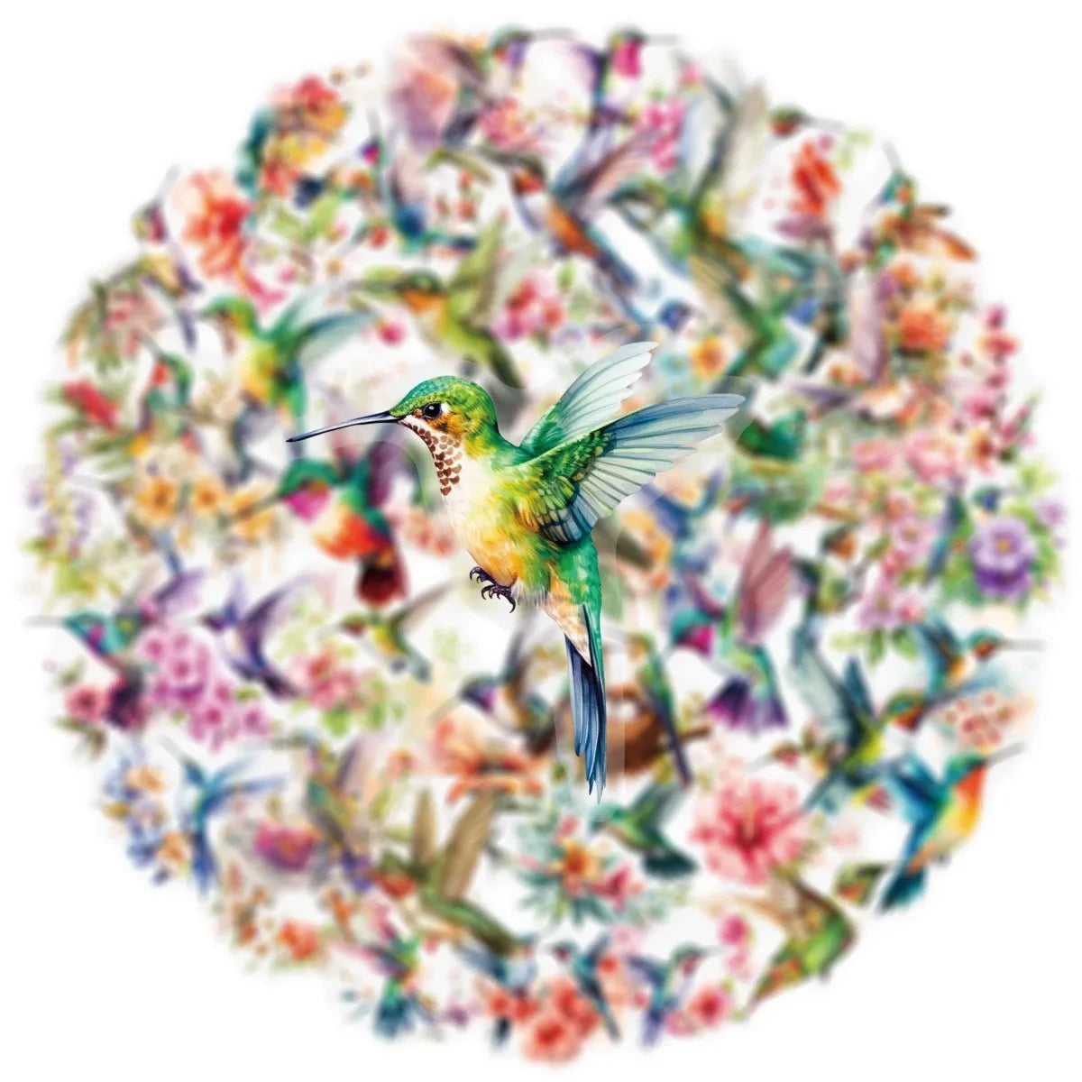 50/100PCS Cartoon Hummingbird Flower PET Graffiti Stickers Aesthetic Stationery DIY Decoration Scrapbooking Laptop Skateboard